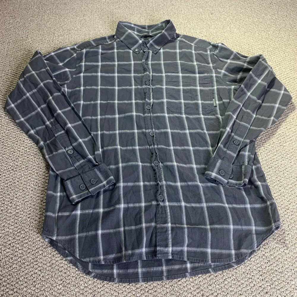 Columbia Mens Shirt Size Medium Gray Checkered Long Sleeves Button Down Pocket